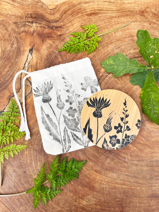Wildflower Hand Printed Pocket Mirror
