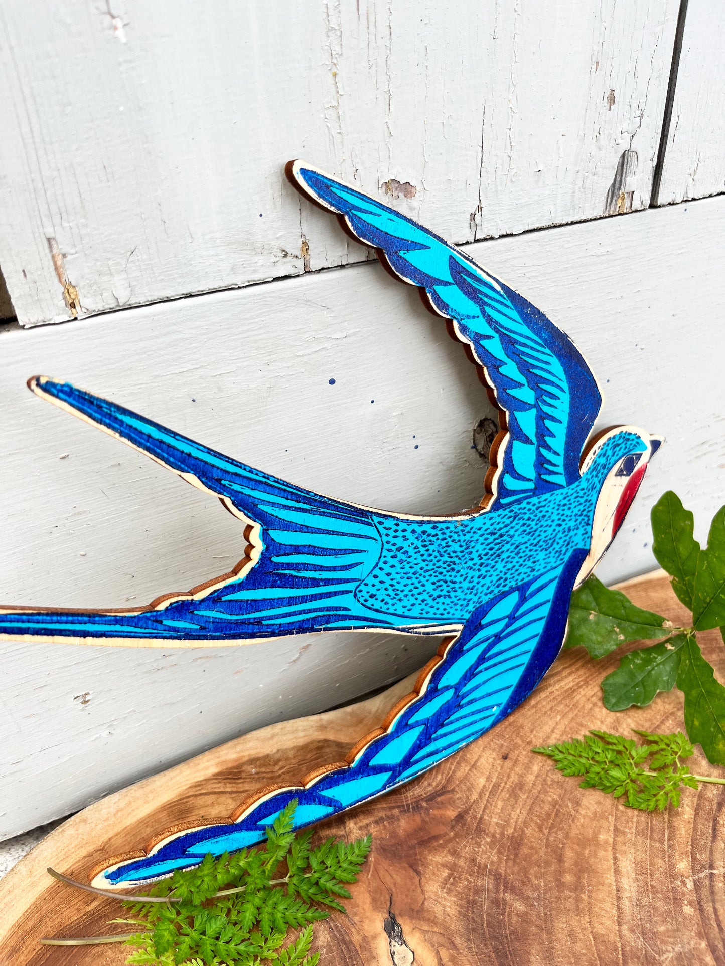 Swallow Wooden Plaque - Hand Printed