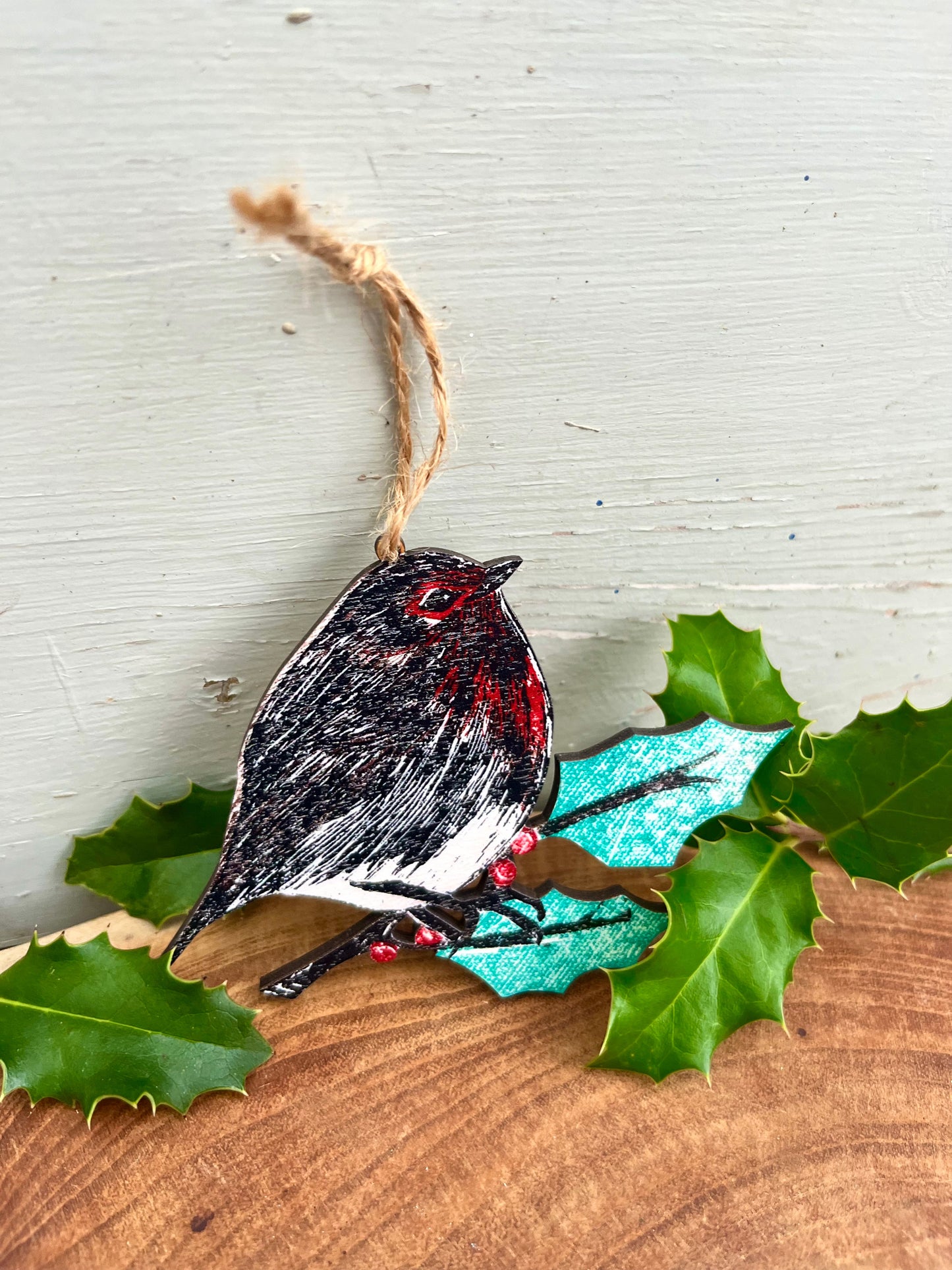 Robin Wooden Christmas Tree Decoration