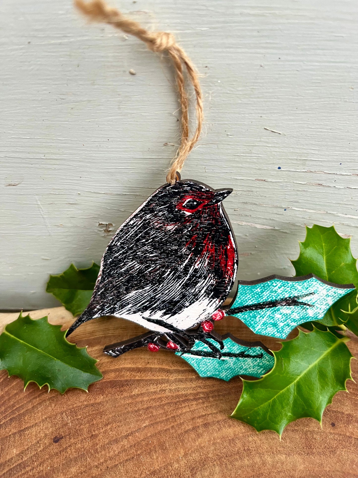 Robin Wooden Christmas Tree Decoration