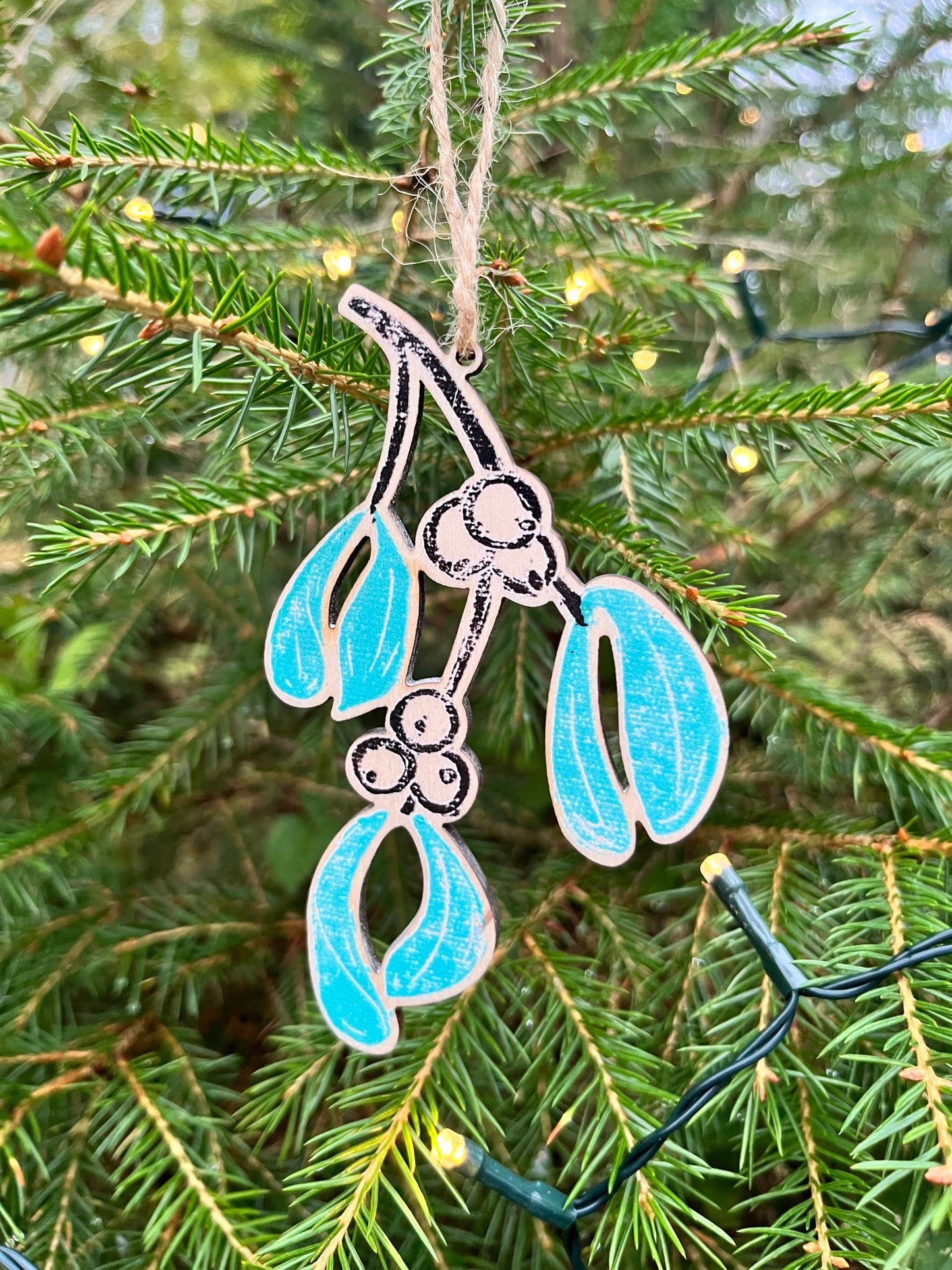 Mistletoe Wooden Christmas Tree Decoration