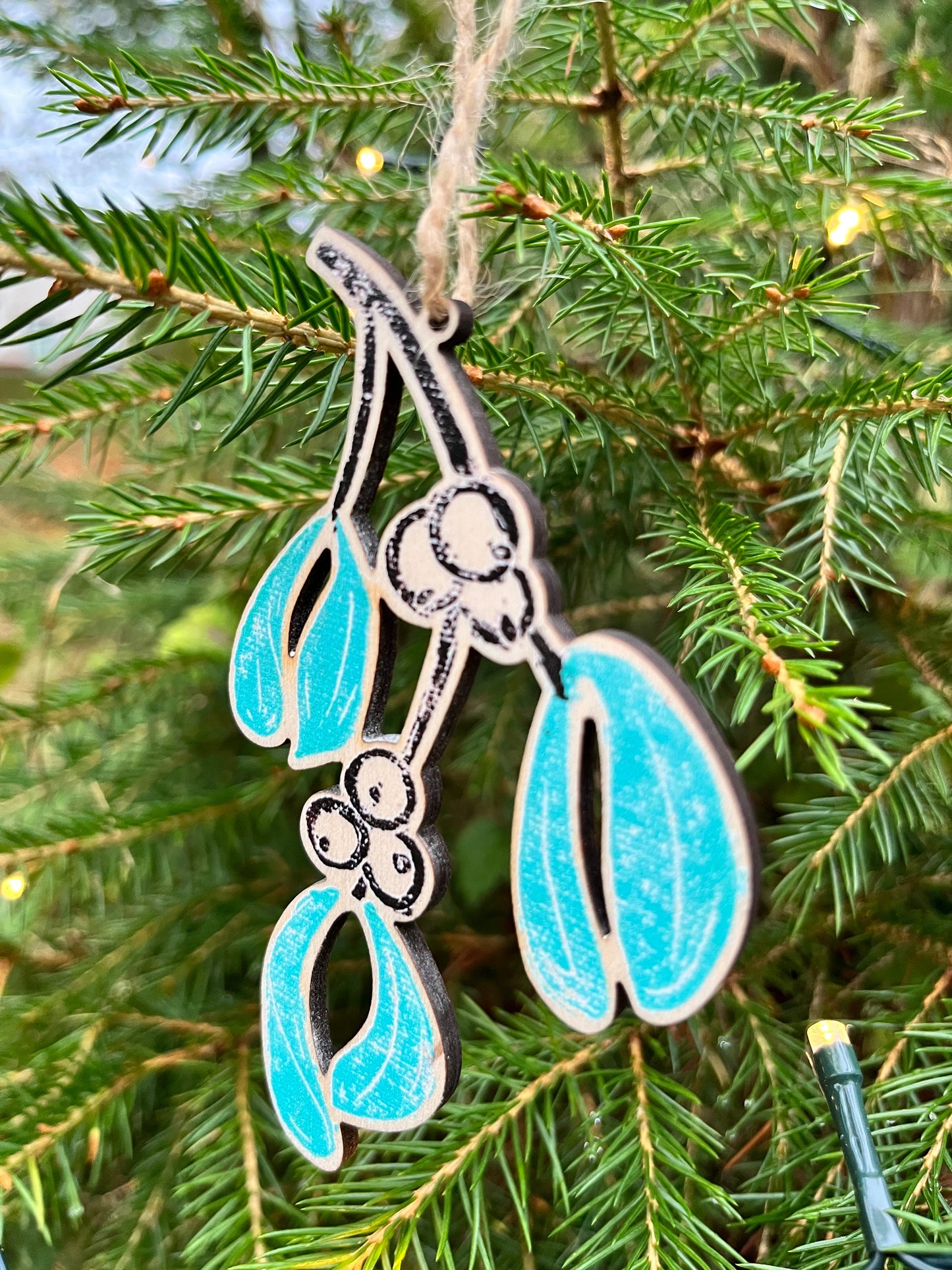 Mistletoe Wooden Christmas Tree Decoration