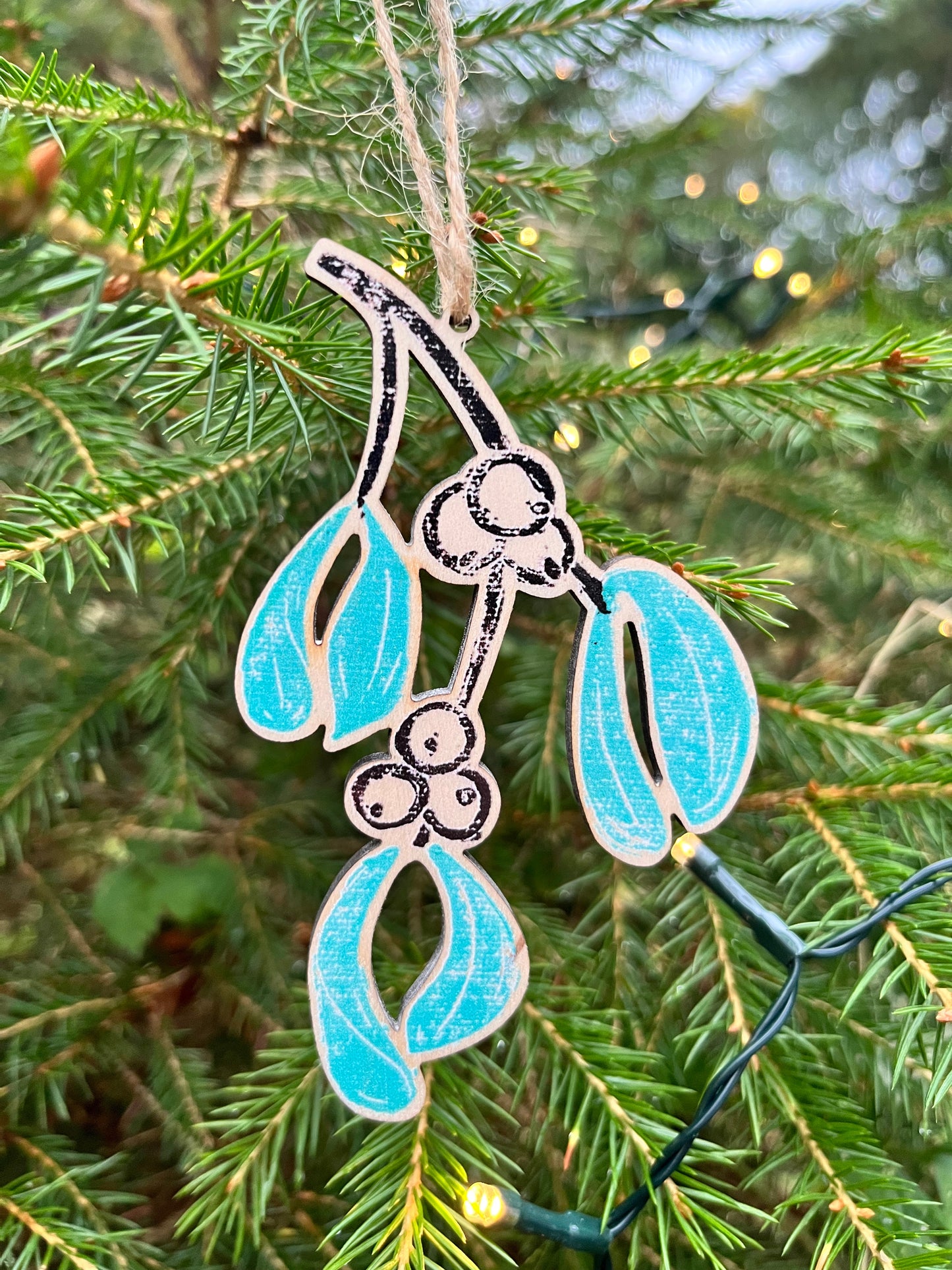 Mistletoe Wooden Christmas Tree Decoration