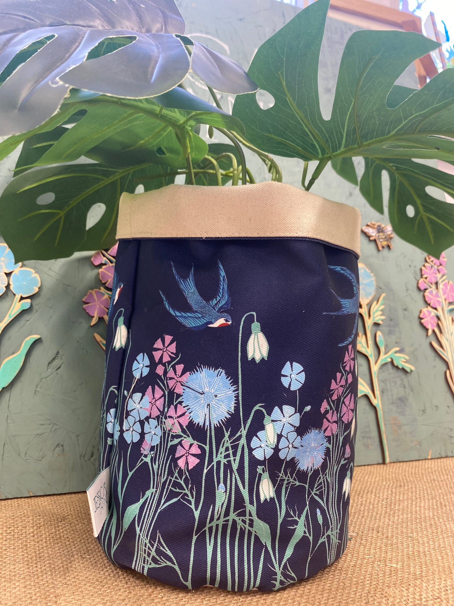 Wildflower & Swallows Plant Pot Bag