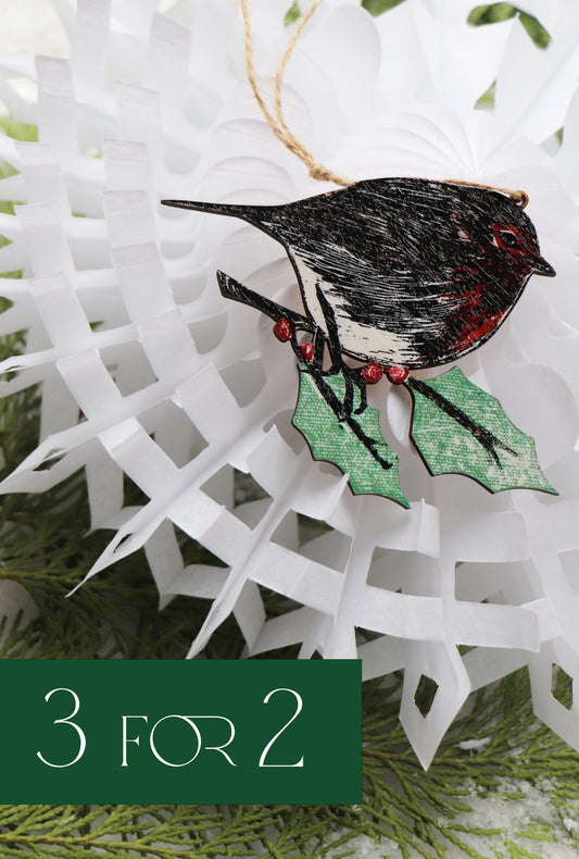 Robin Wooden Christmas Tree Decoration