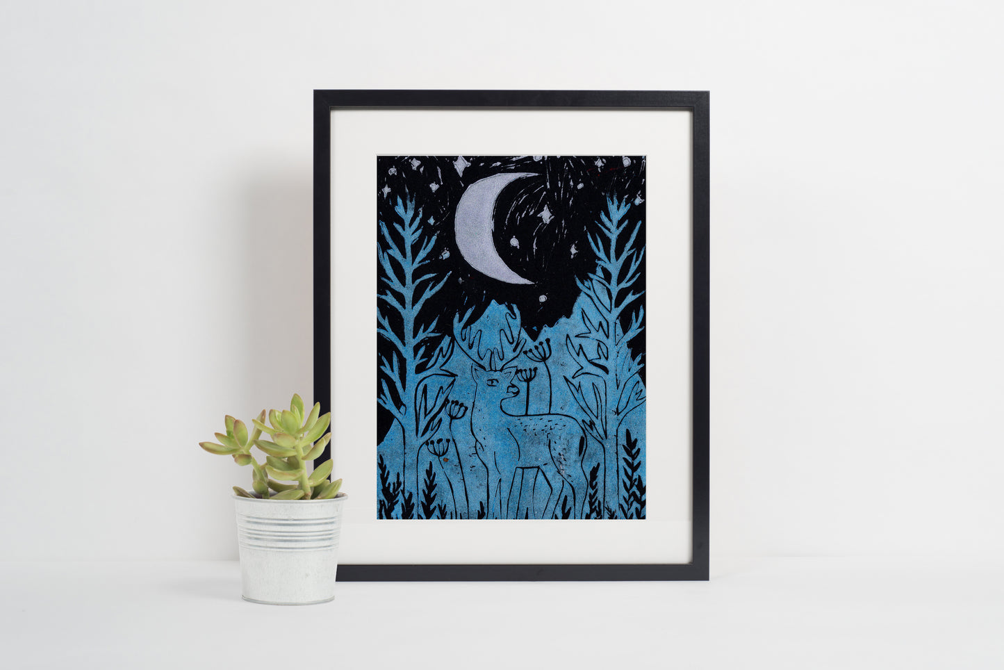 Midnight Skies- Lino Printing A5 Art Kit - Hare, Stag & Owl