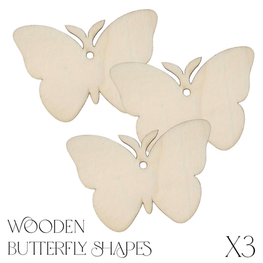 Butterfly Wood Blank Shapes x3