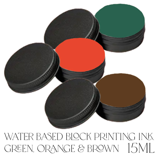 Waterbased Printing Ink 15ml - Autumn Colours Orange, Brown & Green