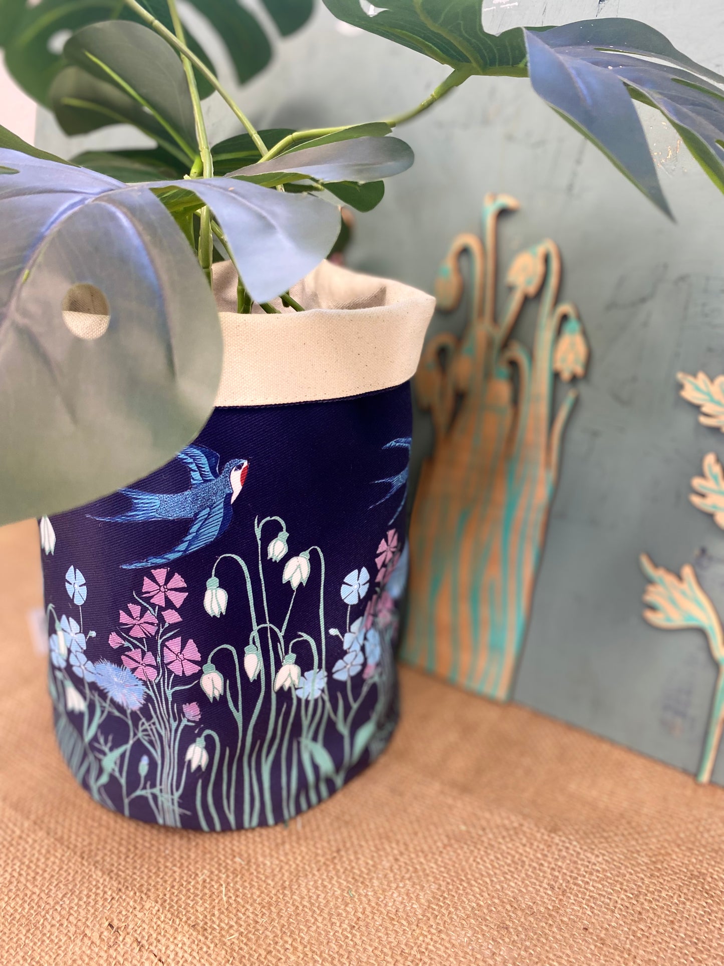 Wildflower & Swallows Plant Pot Bag