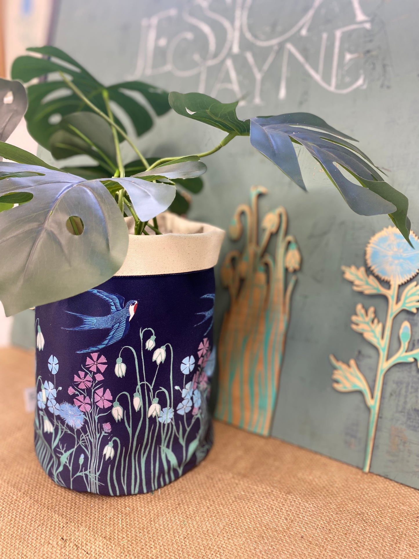 Wildflower & Swallows Plant Pot Bag
