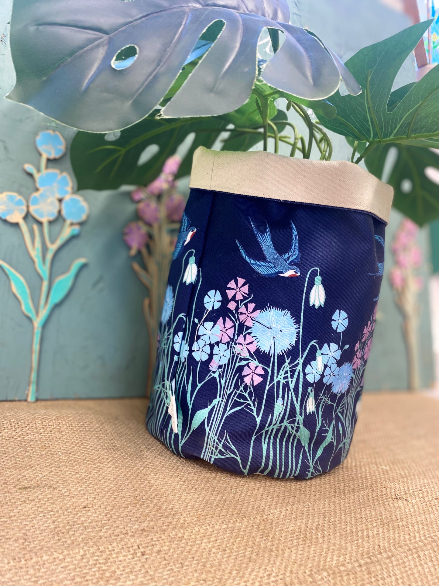 Wildflower & Swallows Plant Pot Bag