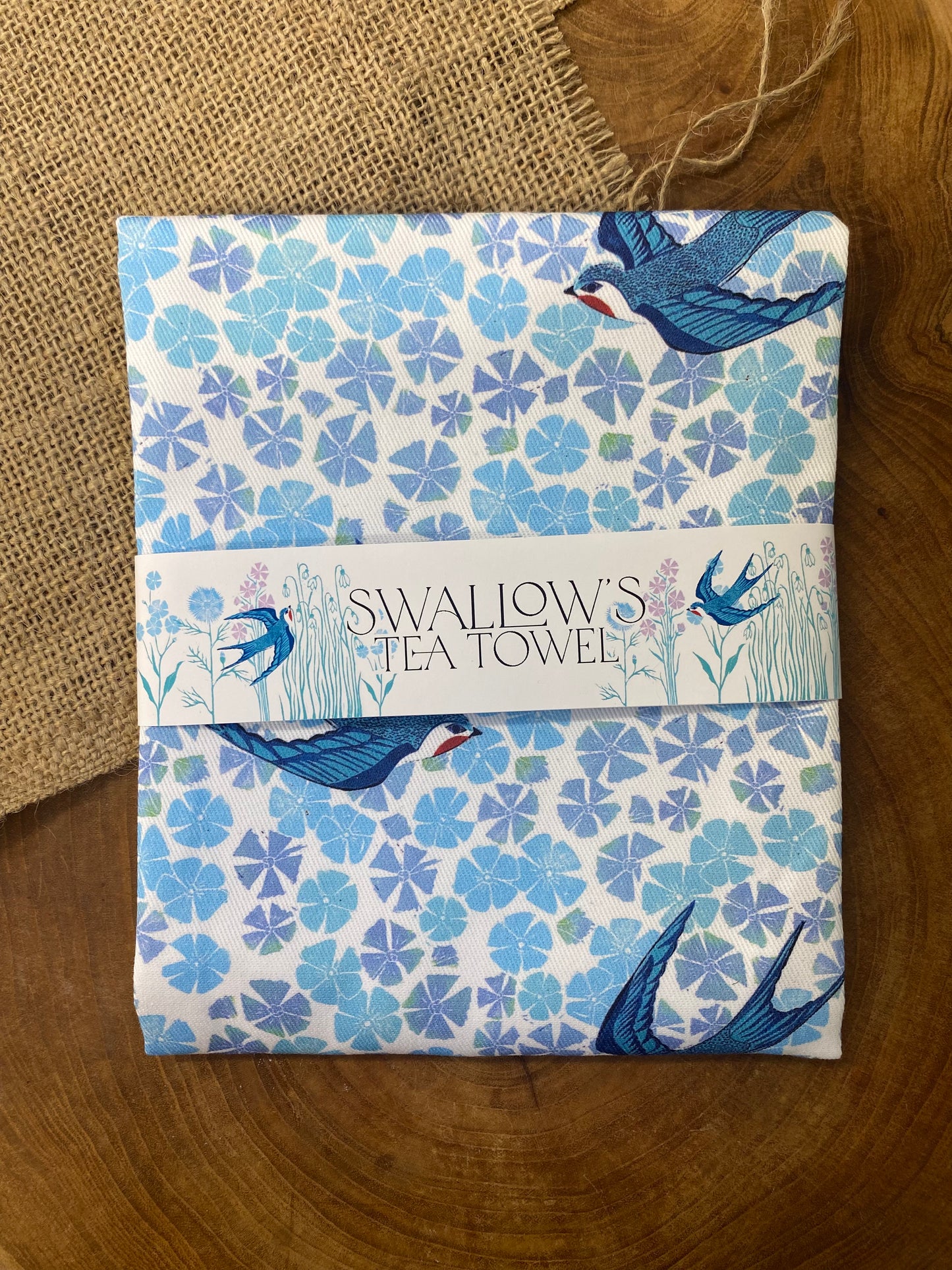 Flower's & Swallow's Tea Towel