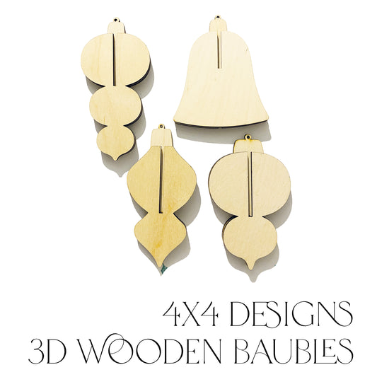 3D Christmas Bauble Blank Wood Pieces